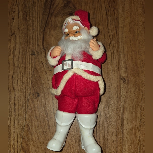Other - Vintage Santa Claus Figure Felt Outfit Red Christmas Plastic Face